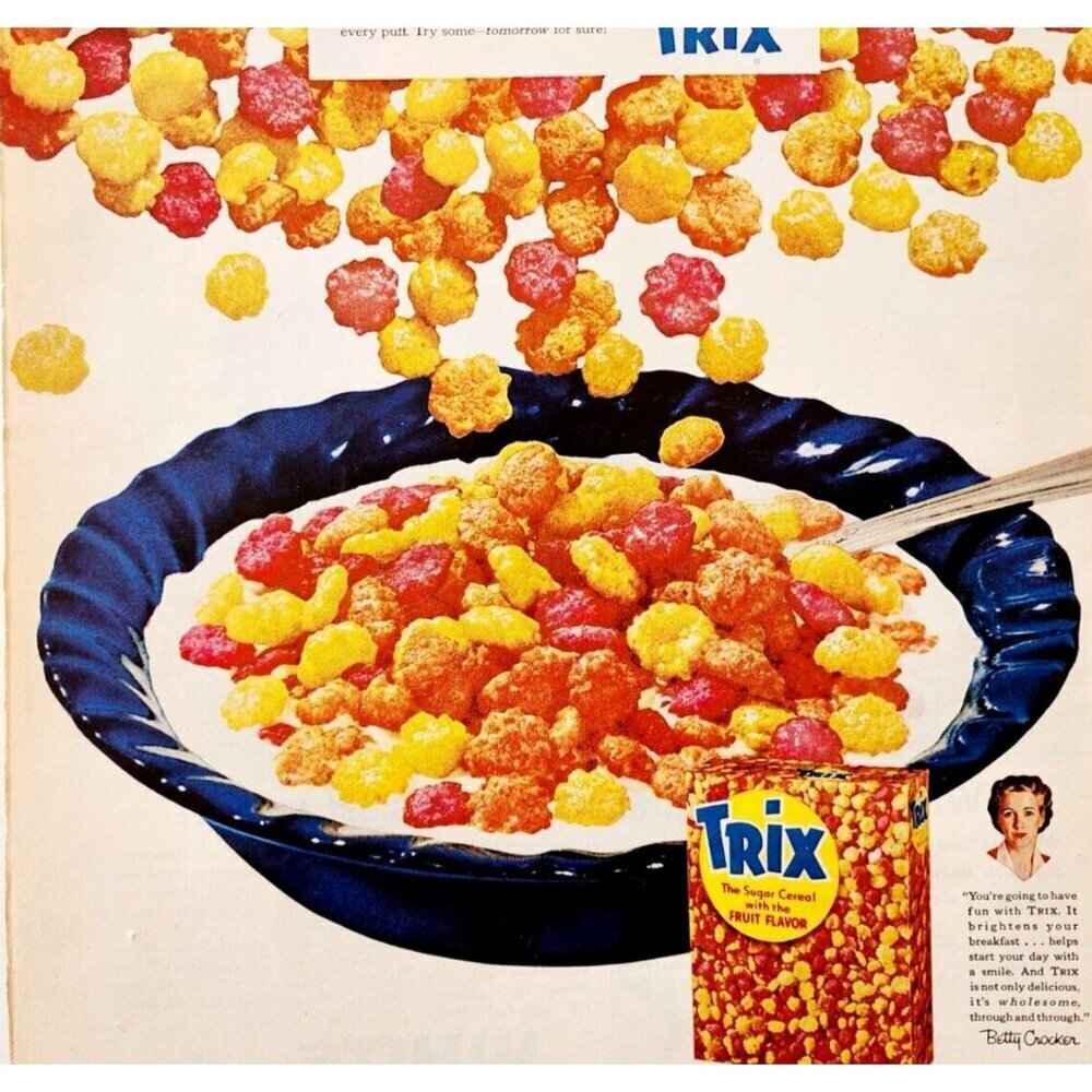 1956 Trix Cereal Rare Advertisement Breakfast Foods General Mills DWJJ11